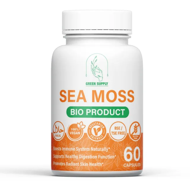 Sea Moss Capsules 500mg extrait naturel de haute qualité végétarienne.