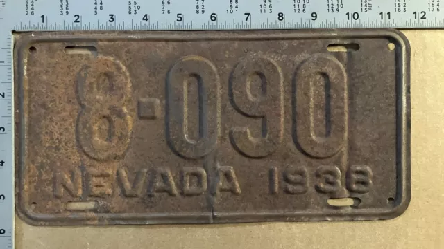 1938 Nevada license plate 8-090 SO MUCH PATINA 15589