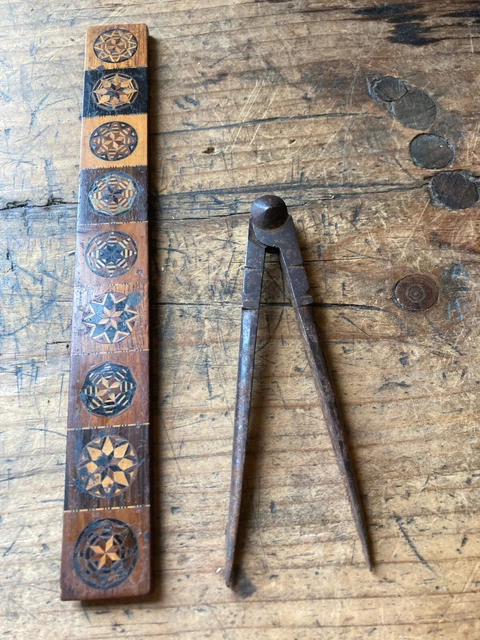 Antique 18th C Wrought Iron Compass Dividers American Primitive Charting Tool