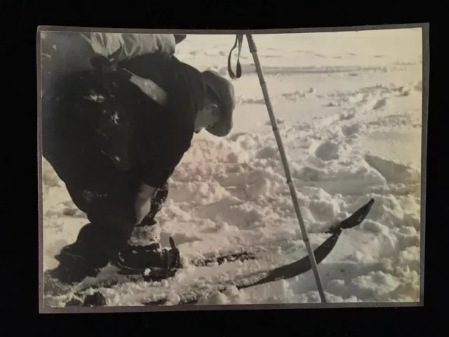 #1475 Japonais Vintage Photo 1940s / Homme Ski Bâton Board à Dos