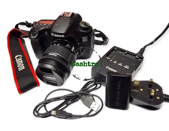 Canon EOS 60D DSLR Camera & EFS 18-55mm Lens Battery/Charger/USB (USED)