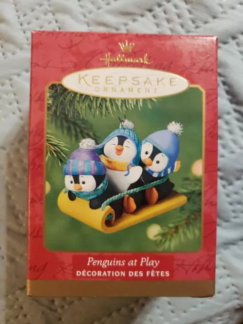 Vintage 2001 Hallmark Keepsake Ornament Penguins At Play IN BOX