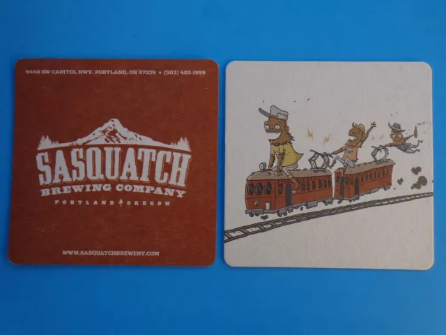 Cool Beer Coaster ~ Sasquatch Craft Brewing Co ~ Portland Oregon Brewery ~ Train