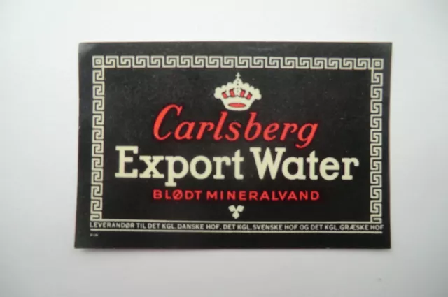 Mint Carlsberg Denmark Export Water Brewery Beer Bottle Label