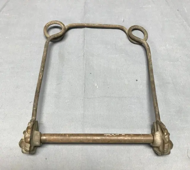 Antique Vintage Brass Victorian Wire Toilet Paper Holder Lions Face Old 255-23B