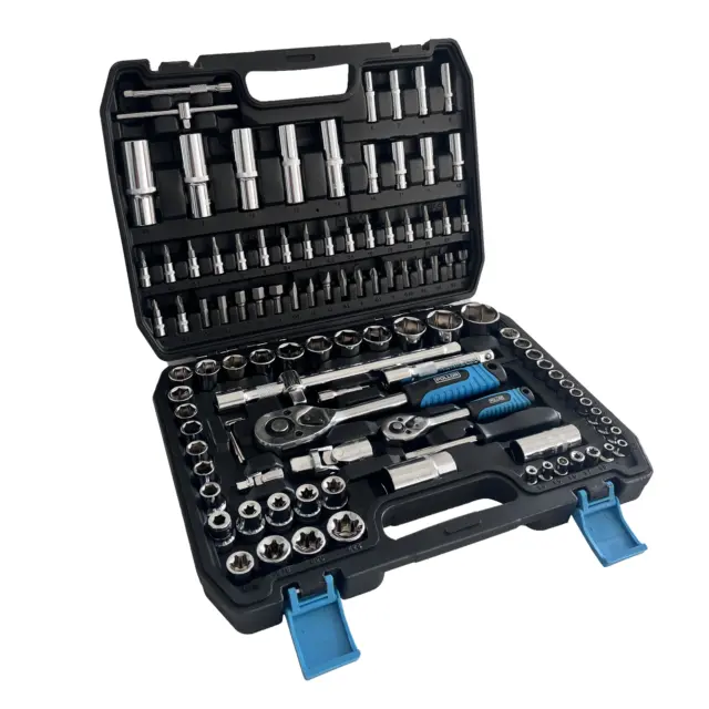 108 Pcs 1/4" & 1/2" Socket Ratchet Set Screwdriver Torx Set with Hard Case 3