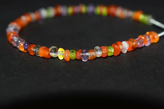 A++ Genuine Multi Mix Smooth Rondelle Disco Gemstone 6.5 " Craft Making Beads