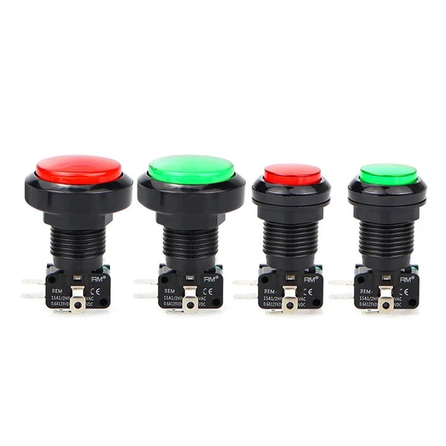 For Arcade Game Console Push Button Switch Workshop 15A 34MM/45MM Silver Contact