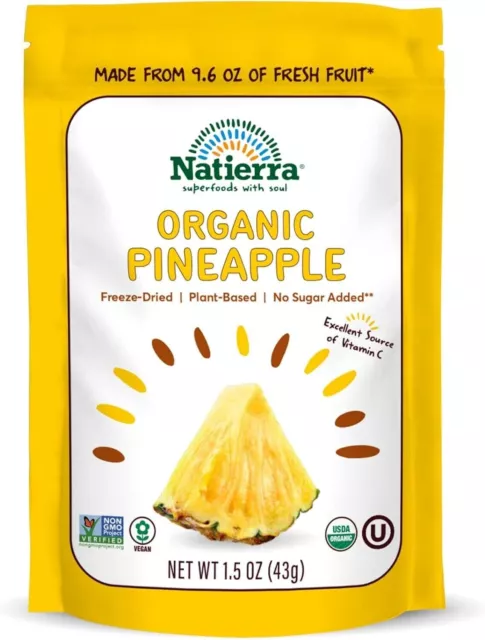 NATIERRA PINEAPPLE FRZ DRD RAW ORG 1.5 Oz Free Shipping World Wide