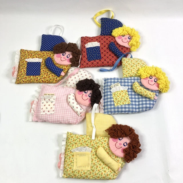 Handmade Smiling Angel Tooth Fairy Pillows Homemade Keepsake Set Of 5 Vintage