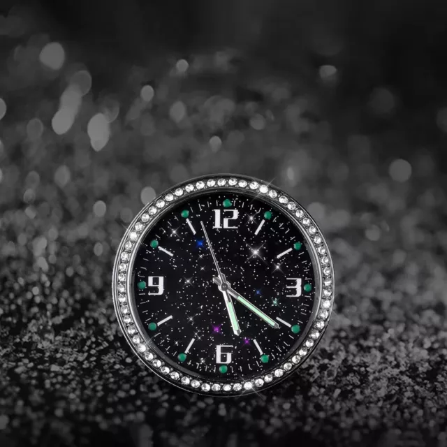 Luminous Car Clock Internal Stick On Digital Watch Quartz Clock W/ Diamonds