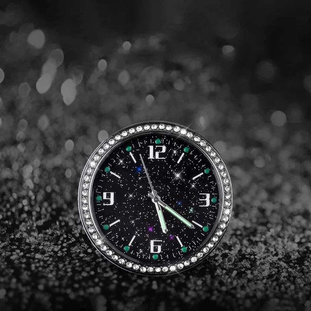 Luminous Car Clock Internal Stick On Digital Watch Quartz Clock W/ Diamonds Luminous Car Clock Internal Stick On Digital Watch Quartz Clock W/ Diamonds