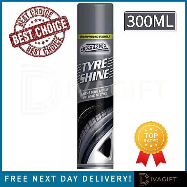 300Ml Tyre Shine Spray Wet Look Tyre Shine Gloss Black Finish Car Van Bike New