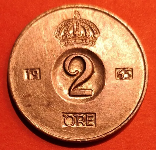 Moneta  Svezia ,  2 Ore del 1965,  circolata