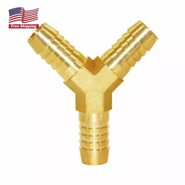 5/8" ID Hose Barb Thick Brass Y Shaped 3 Way Union Fitting Intersection/Split