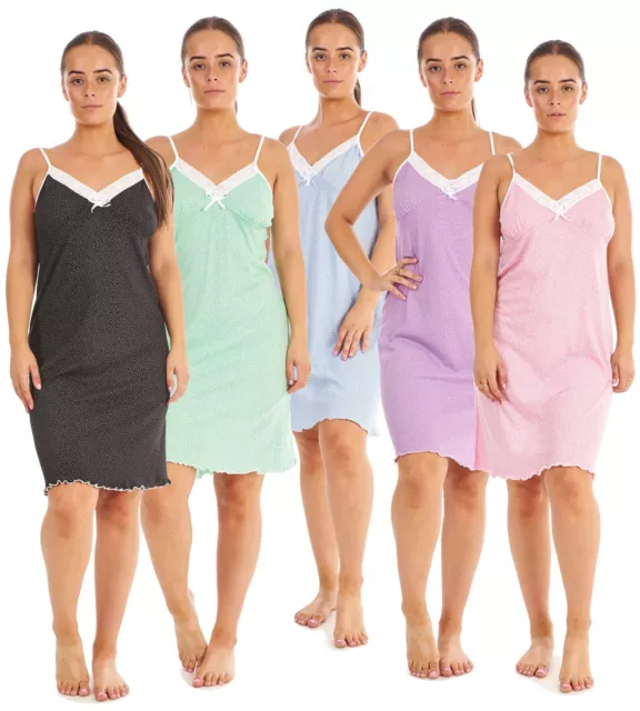 Ladies Strappy Lace Nightwear 100% Cotton Heart Summer Short Nightdress M to 3XL