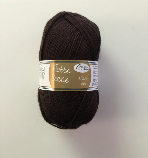 FLOTTE SOCKE Sockenwolle RELLANA 4-fach / 4-fädig Uni 100 g braun