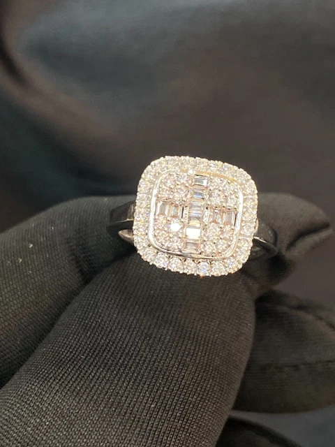 Pave 1.62 TCW Round Baguette Shape Natural Diamonds Engagement Ring In 14ct Gold