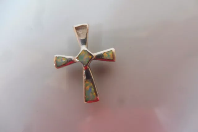 Très Beau, vieux Pendentif pour Collier, Croix, 925 Argent Avec Opales