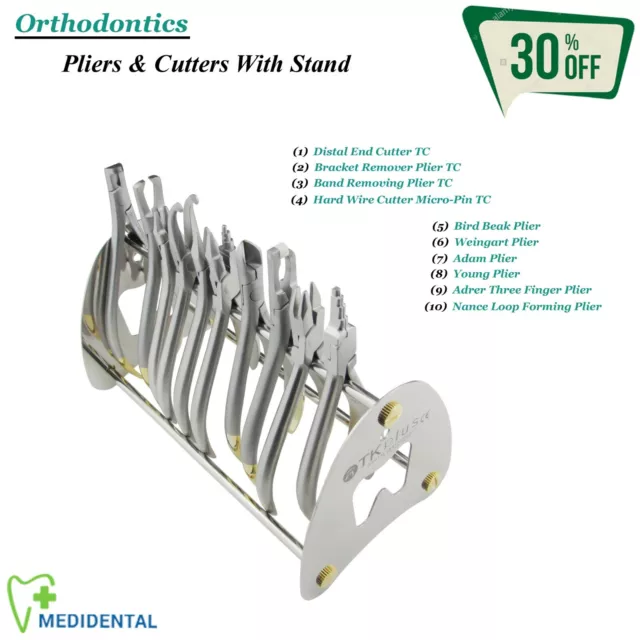 Dental Orthodontie Pinces Plateau Avec 10 Pliers Holder Stand / Tray