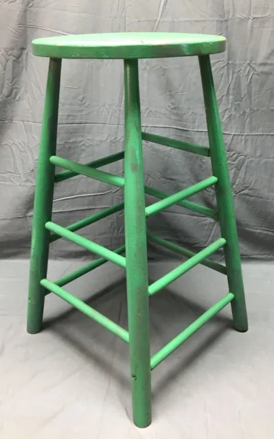 Antique Shabby Country Green VTG Farmhouse Stool Planter Stand Old Chic 801-22B