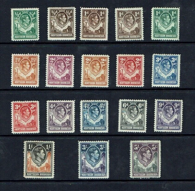 NORTHERN RHODESIA: 1938 King George VI Definitive, range to 5/- Mint £ ...