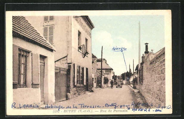 CPA Butry, Rue de Parmain, vue de la rue