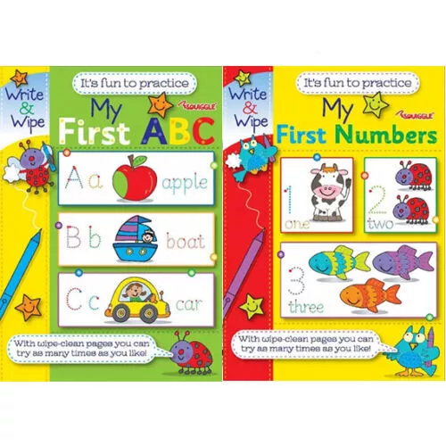 Kids Learning Books ABC Numbers Writing Reading Wipe Clean Pages Fast Shipping
