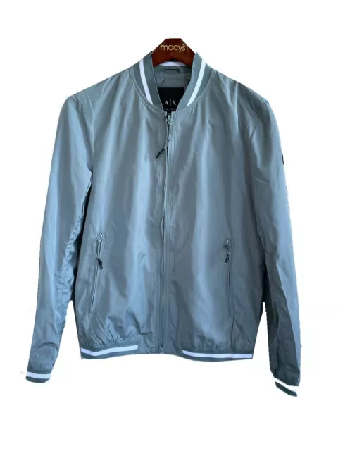 $100 A|X Armani Exchange Men's Long Sleeve Blouson Jacket Full Zip, Grey, Medium