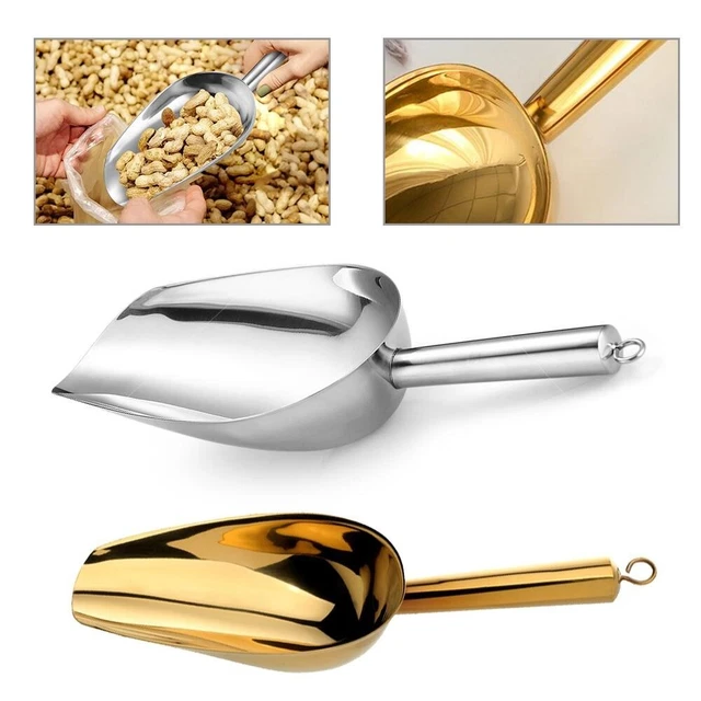 Hoja de hielo dorado cuchara de acero inoxidable cocina agujero para colgar acero inoxidable