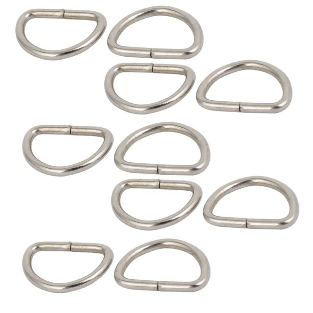 15mm Inner Width Iron Metal Half Round Non Welded D Ring Silver Tone 10pcs