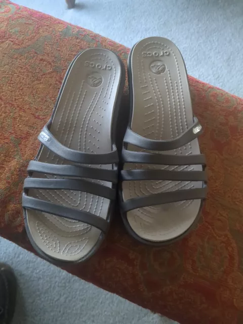 Crocs Women's Size 7W  Rhonda Wedge  Slip On Casual Sandals Slides Strappy