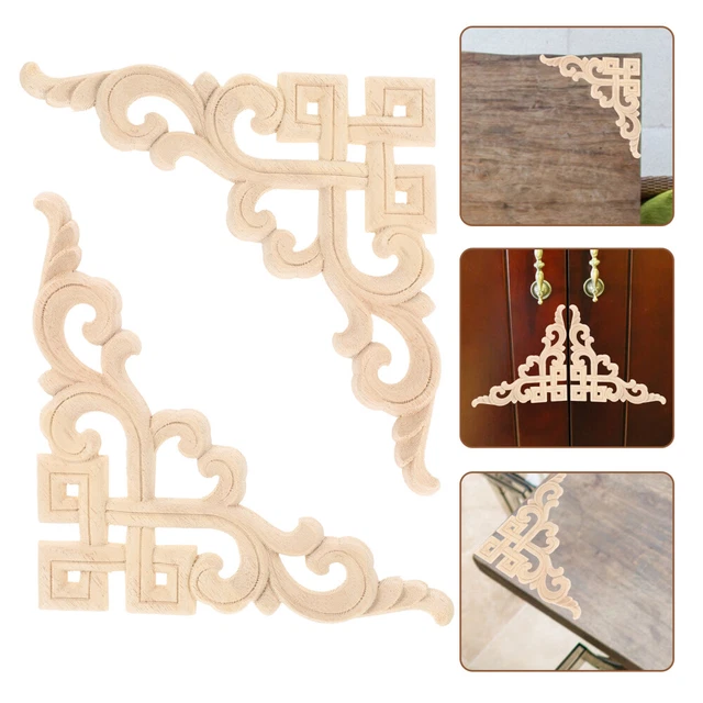 2 pièces Décor Applique de meubles Appliques décoratives en bois