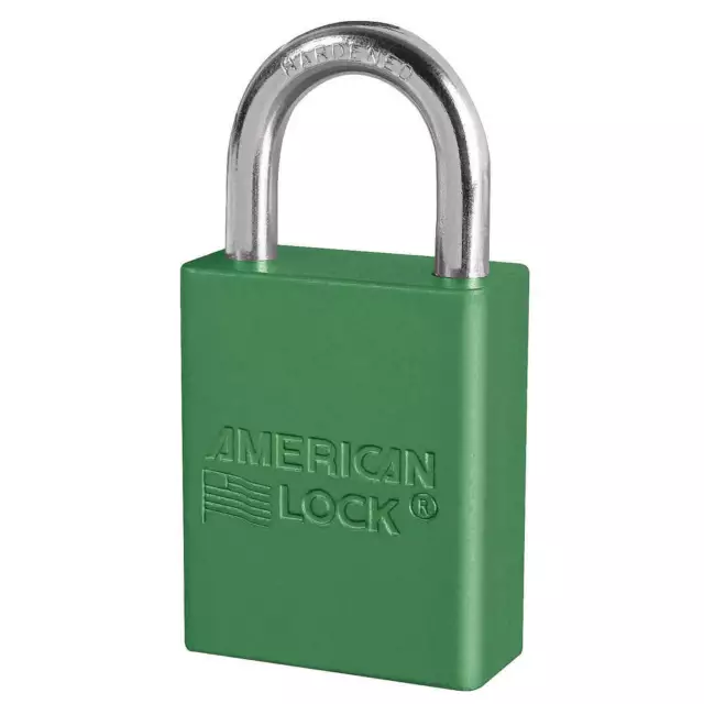 AMERICAN LOCK A1105KAS12GRN Lockout Padlock,KA,Green,1-7/8"H,PK12