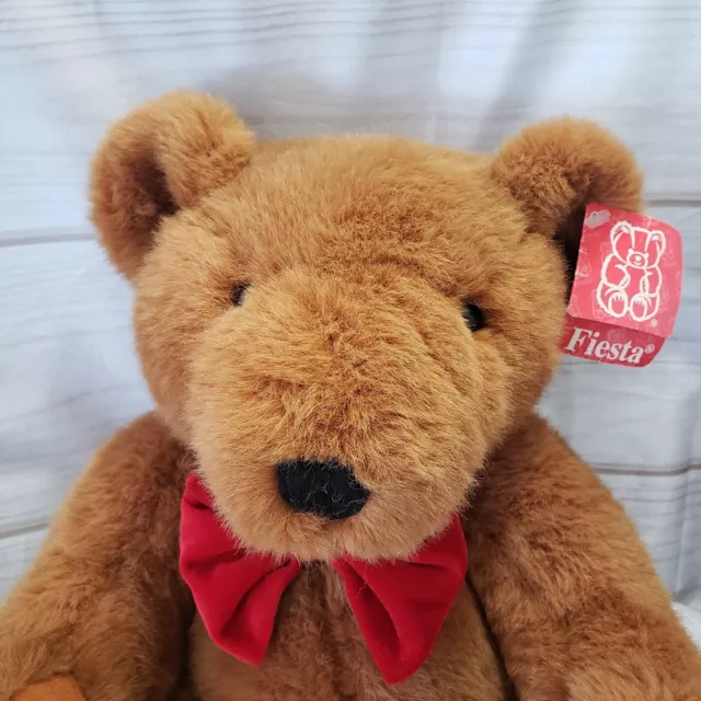 Vintage Fiesta Jointed Teddy Bear Plush Stuffed Animal Red Bowtie 20 Inch 2000