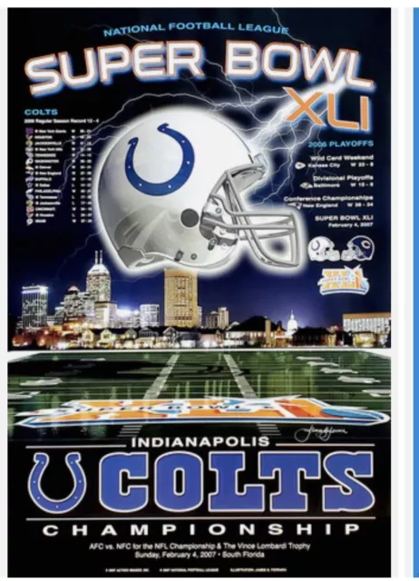 Indianapolis COLTS SUPER SEASON 2006 Super Bowl XLI 24x36 Wall POSTER RARE