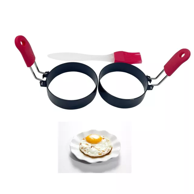 2Pcs Non-Stick Fried Egg Shaper Pancake Ring Mold Cooking Tool Egg Cooker Rings