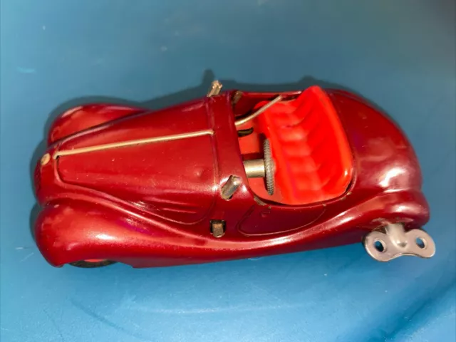 Schuco Examico 4001 Windup Metal Car Maroon Red Original Vintage 1940s Germany