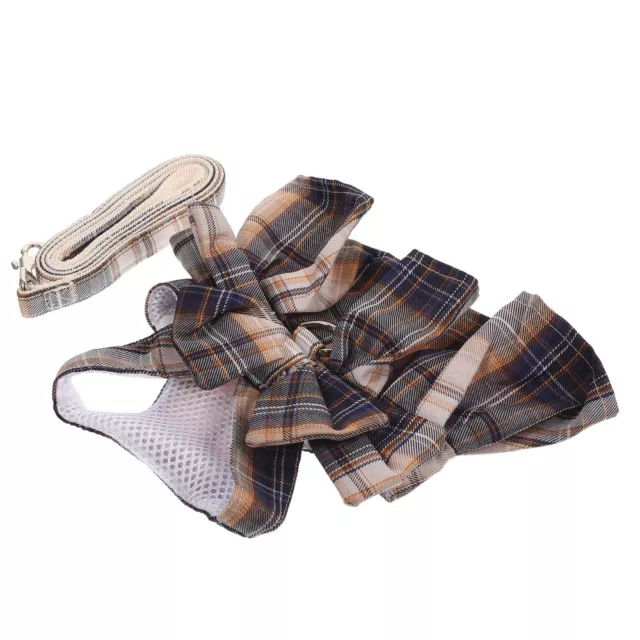 Rabbit Leash Dog Classic Plaid Dress Winter Pet Clothes for Small Bow Tie 2