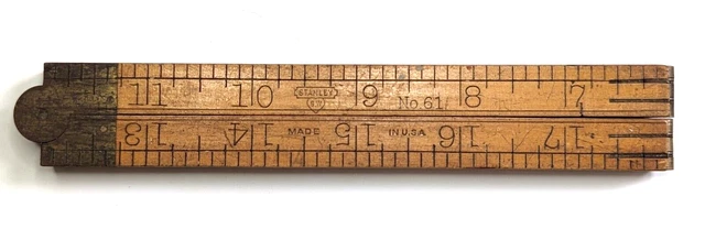 Vintage No. 61 Boxwood & Brass Folding Rule Ruler STANLEY SWEETHEART USA