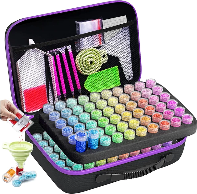 Diamond Painting Storage Boxes, 120 Slots Bead Storage with 5D Diamond Art Acces