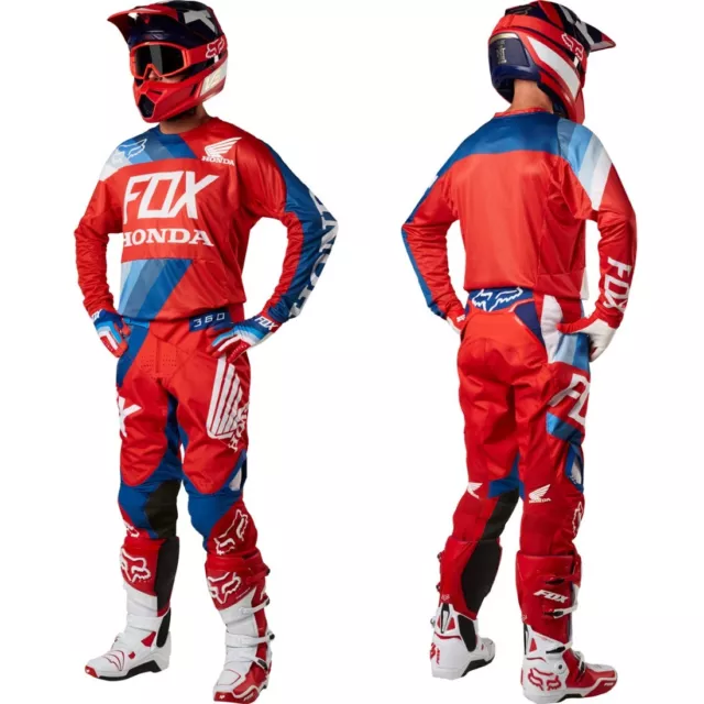 Fox Racing 360 Motocross MX Kit Pantalon Jersey - Honda Rouge Bleu 2