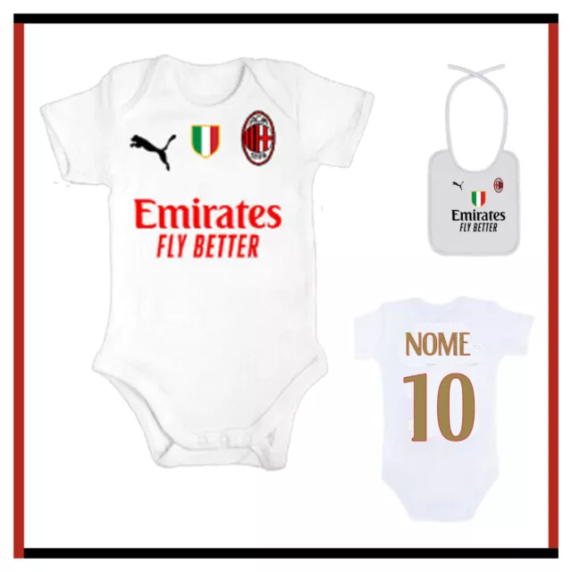 Body Neonato MILAN Personalizzato Tutina Maglia Con Bavaglino Coordinato Set