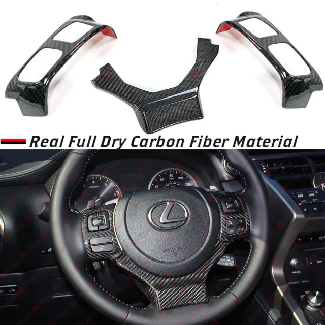 Real Carbon Fiber Steering Wheel ADD-ON Trim Cover Kit For 15-24 LEXUS IS RC NX
