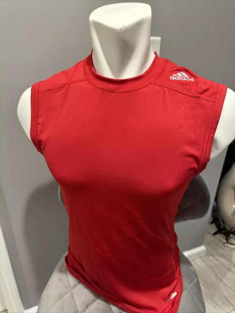 Camiseta sin mangas Adidas Tech Fit roja de compresión para hombre Climalite TF Base SL