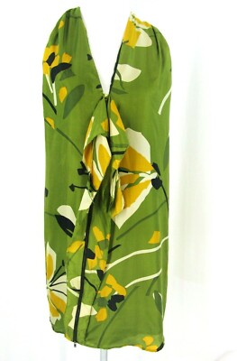 KAS New York Dress Sz M Silk Green Floral Halter Sheath Medium NWT $130