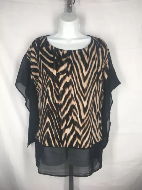 Chicos Travelers Animal Print Top Blouse 0 (4) Small New