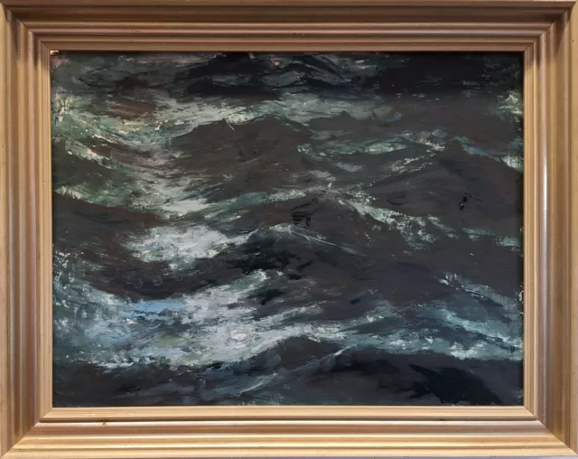 Original Ölgemälde Ostsee Wellen Meer  Sea Impressionismus  Handgemalt Rahmen