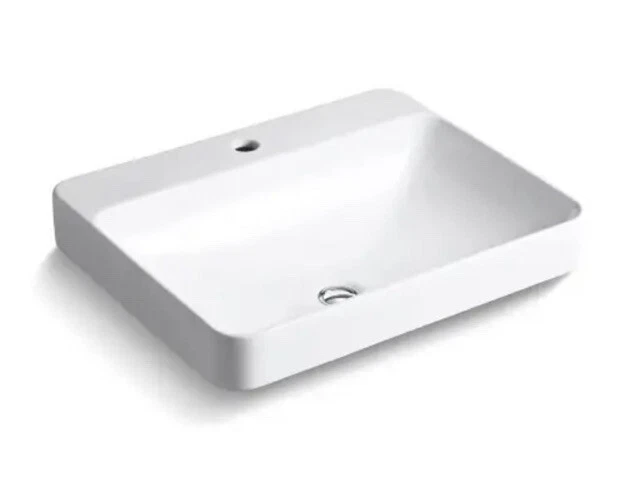 Buque KOHLER 2660-1-0 fregadero vítreo china desbordamiento rectángulo de un orificio blanco