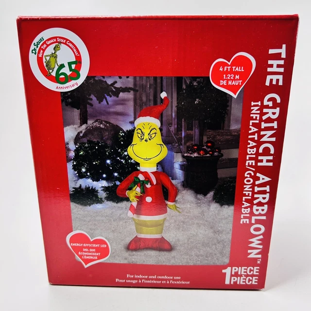 Gemmy 4' Christmas Airblown Inflatable Dr. Seuss Grinch with Candy Cane